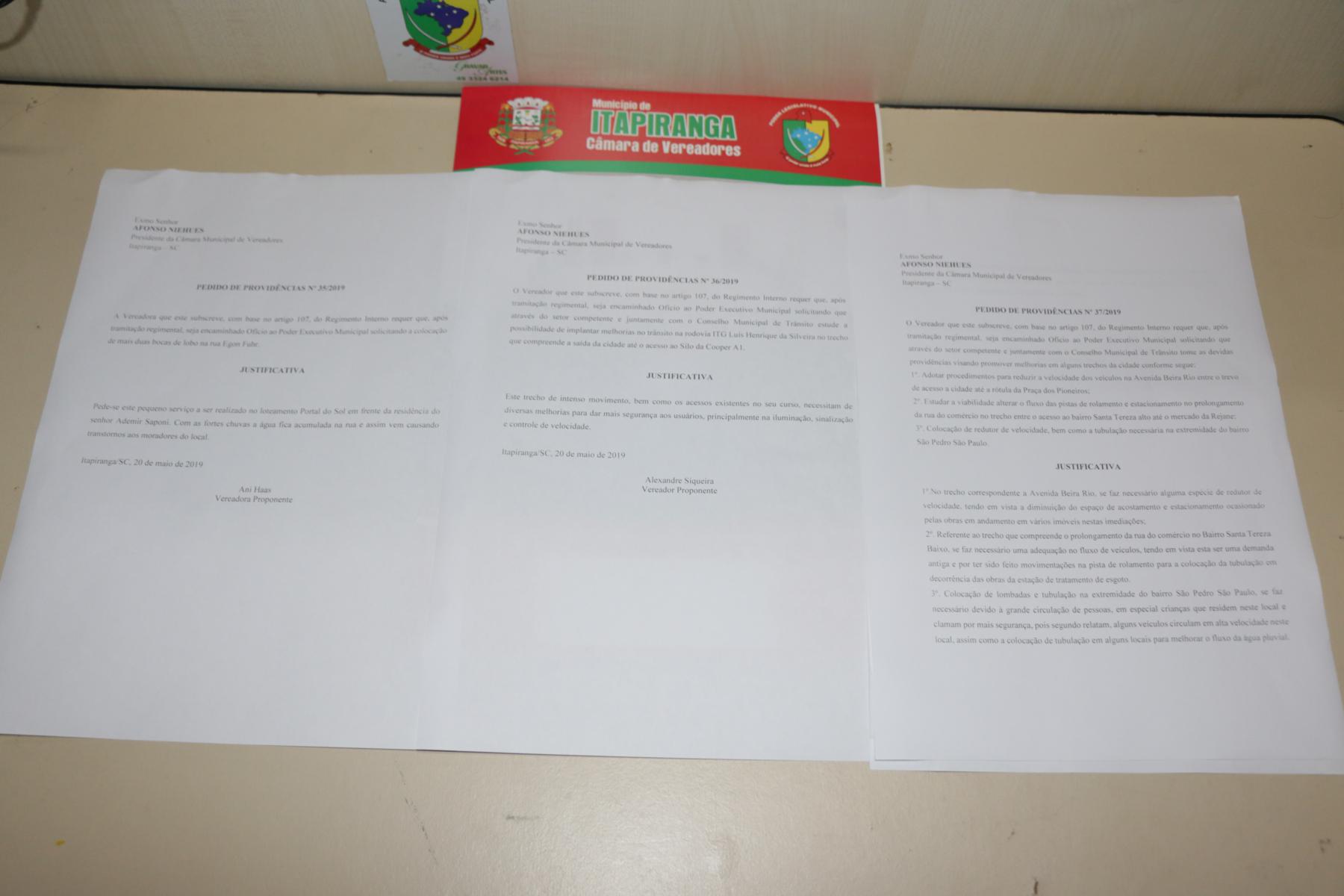 Vereadores apresentam pedido de providências na sessão da Câmara